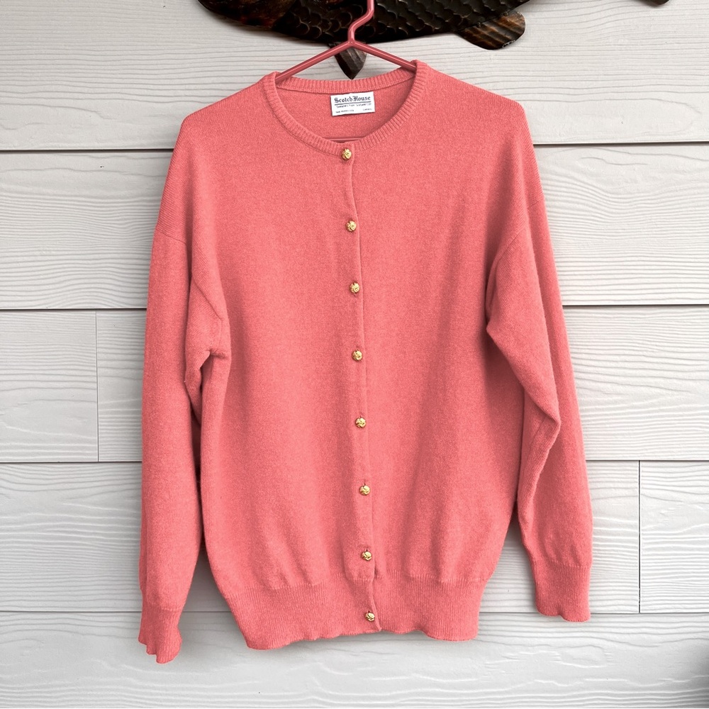 Scotch House 100% Wool Cardigan in Coral